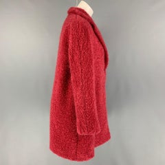 Manteau à revers en laine mohair texturé framboise AMINA RUBINACCI, Taille 4