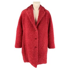 AMINA RUBINACCI Size 4 Raspberry Textured Mohair Wool Notch Lapel Coat