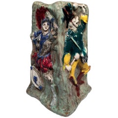 A.MINIATI Art Deco Italian Ceramic Multiple Characters Vase, circa 1930