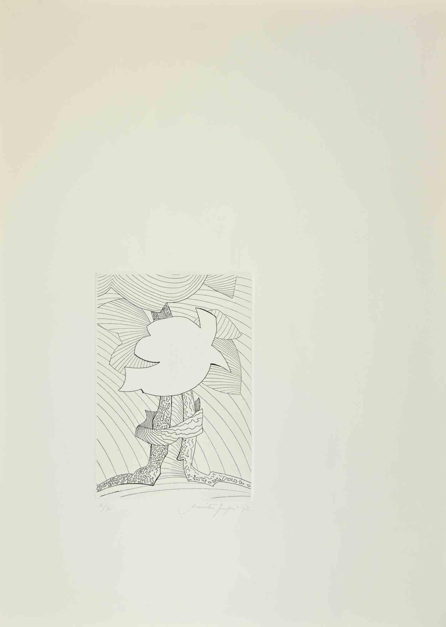 Abstract Composition - Etching by A. Fanfani - 1972 - Print by Amintore Fanfani