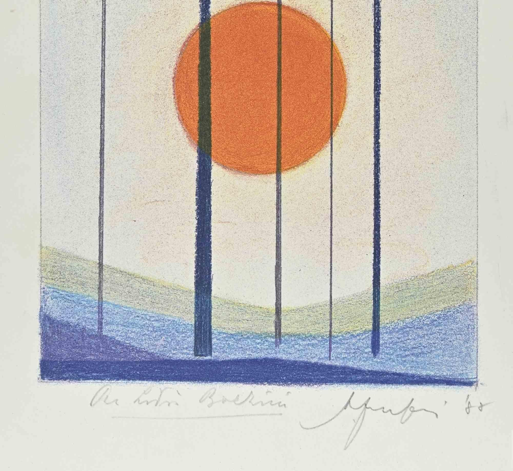 Abstract Composition - Etching by A. Fanfani - 1988 - Print by Amintore Fanfani