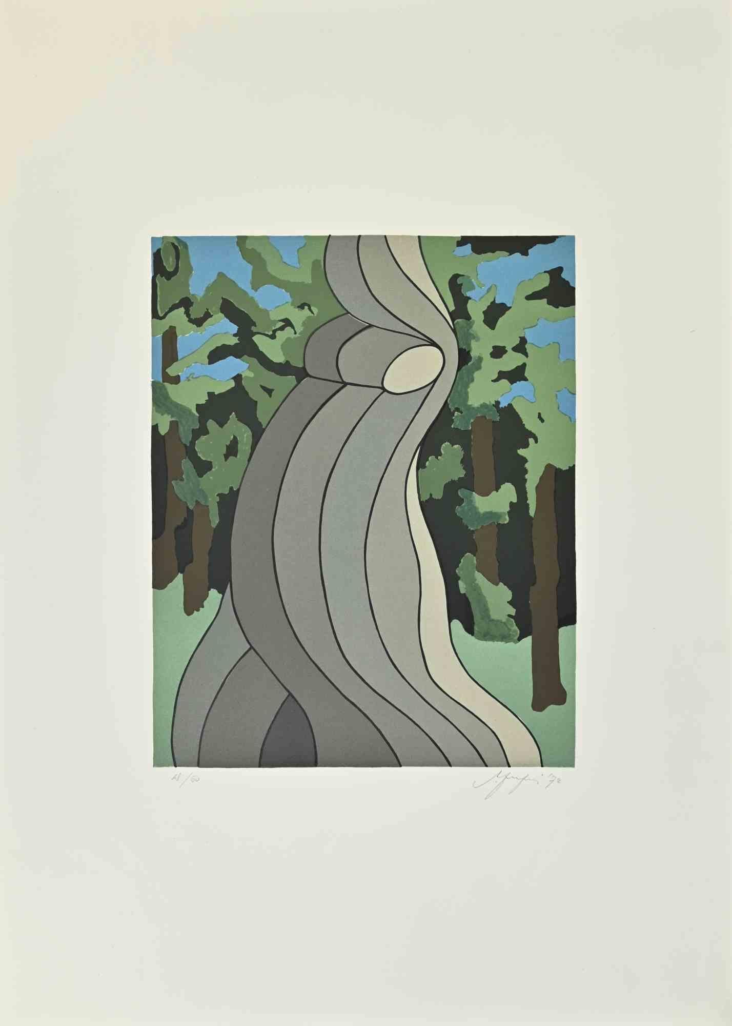 Composizione astratta - Serigrafia di A. Fanfani - 1972 - Print di Amintore Fanfani