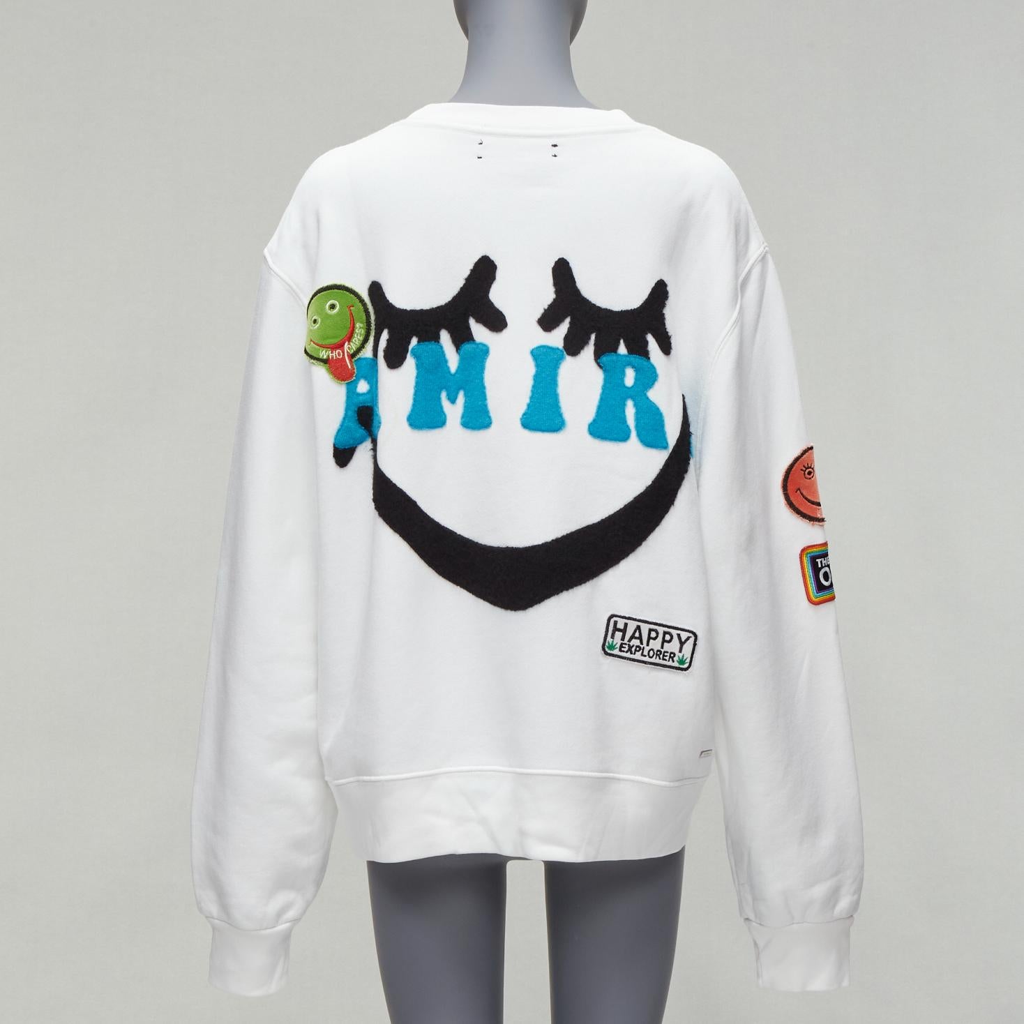 AMIRI 2021 A Love Movement healthy body knit badge smiley face white hoodie L
Reference: JYLM/A00039
Brand: Amiri
Collection: Spring 2021
Material: Cotton
Color: White, Blue
Pattern: Solid
Closure: Pullover
Extra Details: AMIRI logo and smiley face