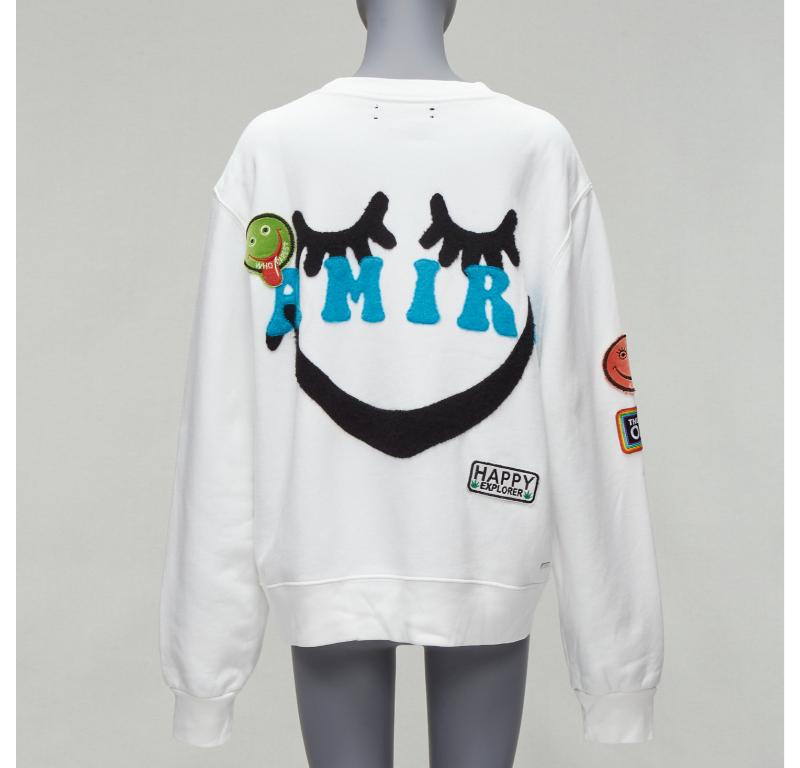 AMIRI 2021 A Love Movement healthy body knit badge smiley face white hoodie L
Reference: TGAS/E00088
Brand: Amiri
Collection: Spring 2021
Material: Cotton
Color: White, Blue
Pattern: Solid
Closure: Pullover
Extra Details: AMIRI logo and smiley face