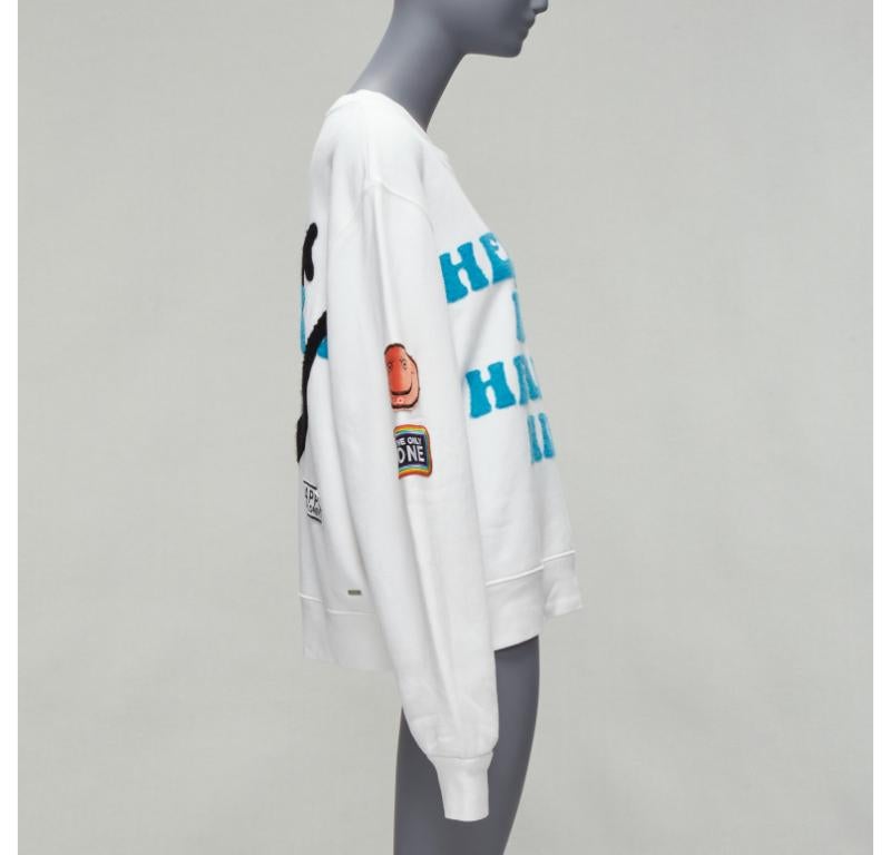 AMIRI 2021 A Love Movement healthy body knit badge smiley face white hoodie L In Good Condition For Sale In Hong Kong, NT