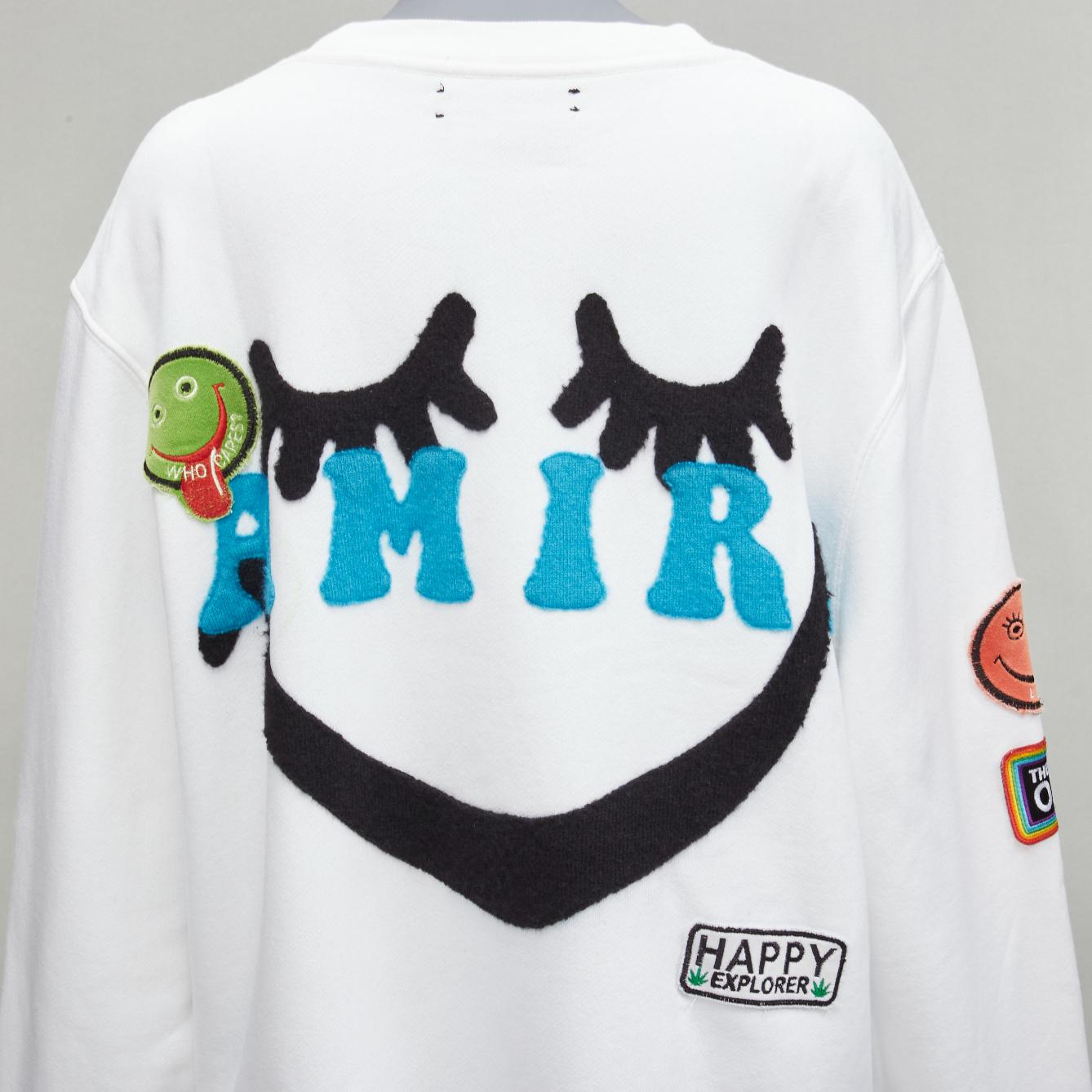 AMIRI 2021 A Love Movement healthy body knit badge smiley face white hoodie L For Sale 1