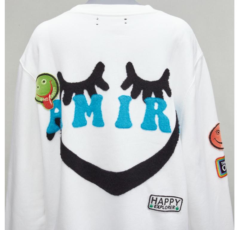 AMIRI 2021 A Love Movement healthy body knit badge smiley face white hoodie L For Sale 1