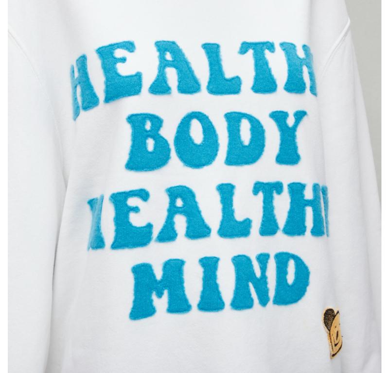 AMIRI 2021 A Love Movement healthy body knit badge smiley face white hoodie L For Sale 3