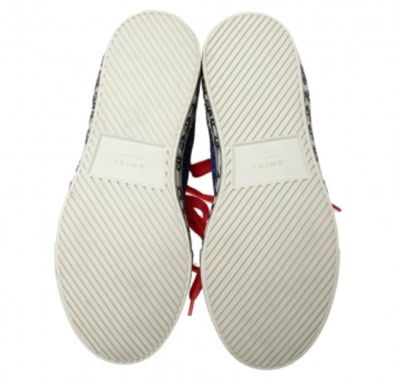 Amiri Schwarz/Blaues Leder und Glitter-Sonnenuntergang-Sneakers mit Spitze Größe 42 im Angebot 1