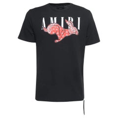 Amiri - Maglietta Bandana Coniglio Logo in cotone nero T S