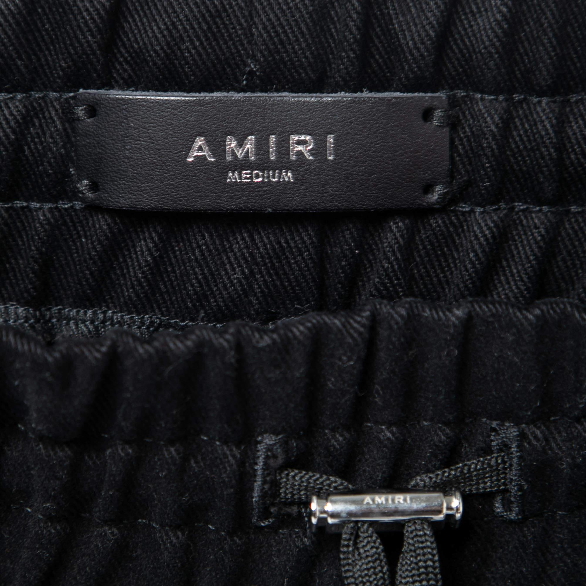 Amiri Pantalon de survêtement cargo en coton noir M en vente 1