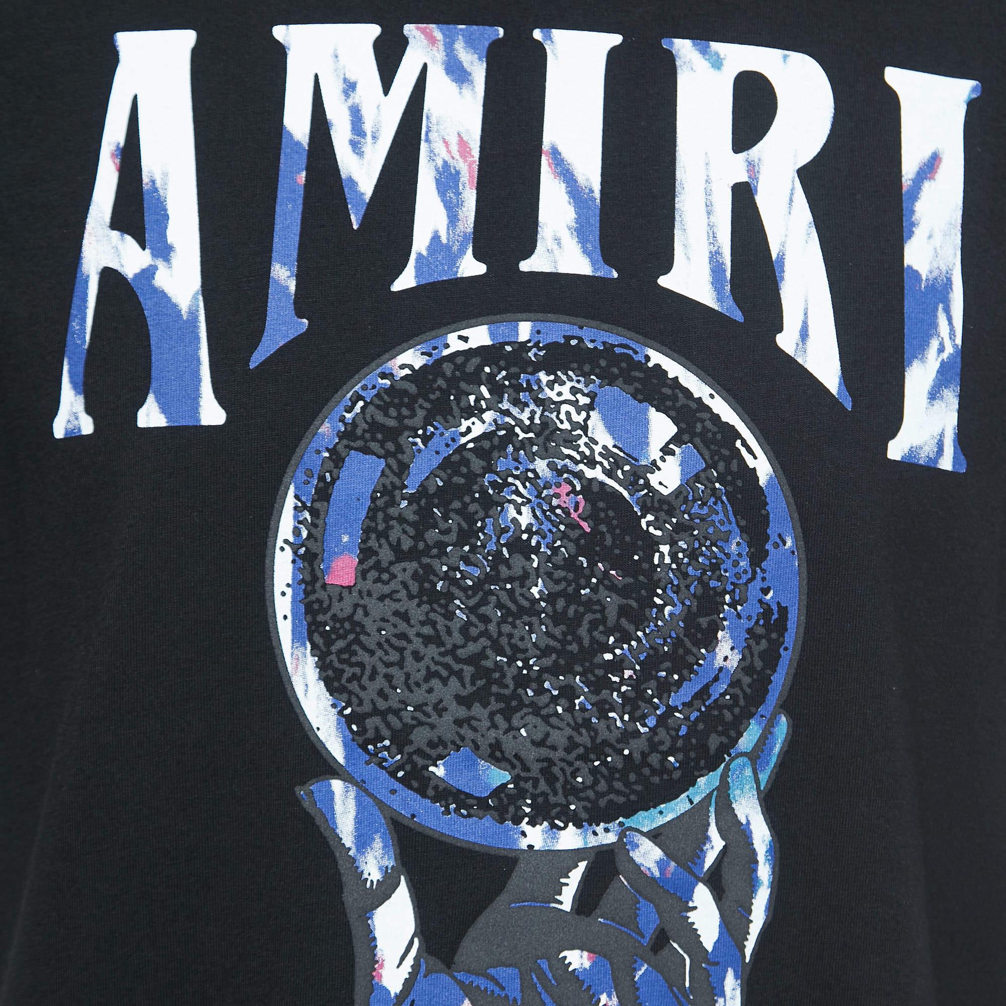 Amiri Black Cotton Crystal Ball Print T-Shirt L 2