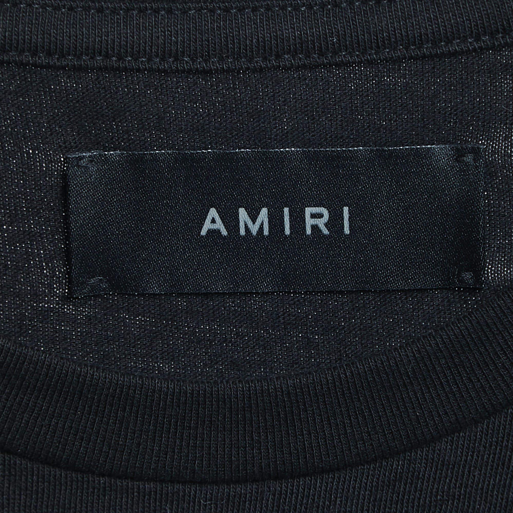 Amiri Black Cotton Crystal Ball Print T Shirt M. en vente 1
