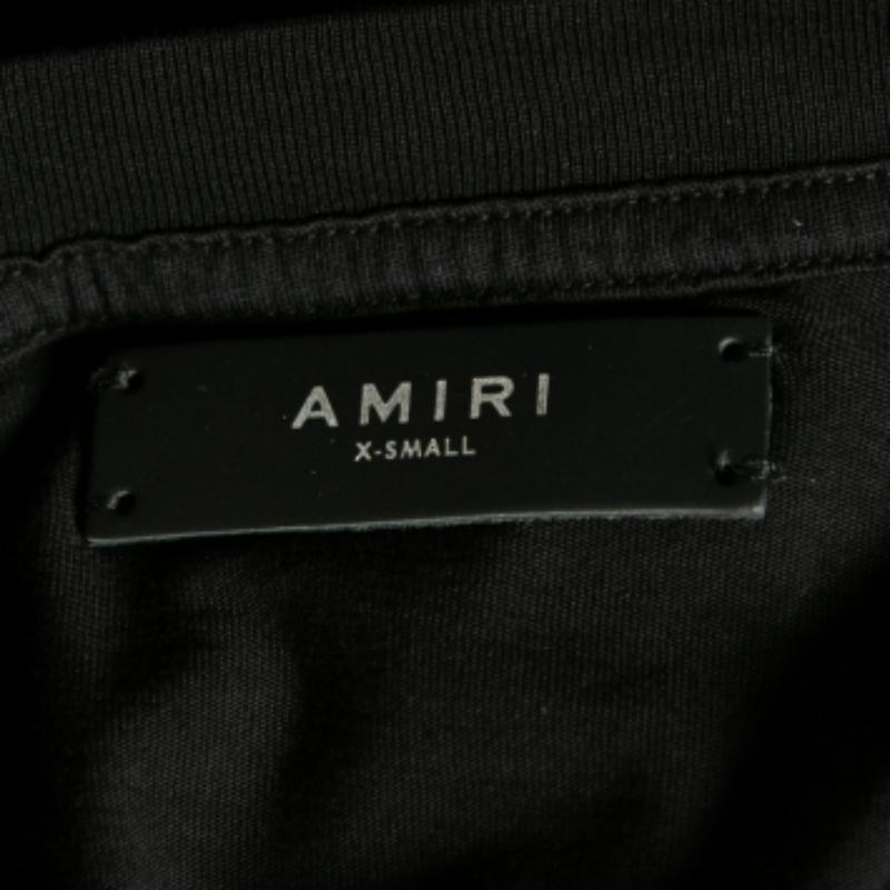 Noir Amiri Black Cotton Leopard Star Printed Crew Neck T-Shirt XS en vente