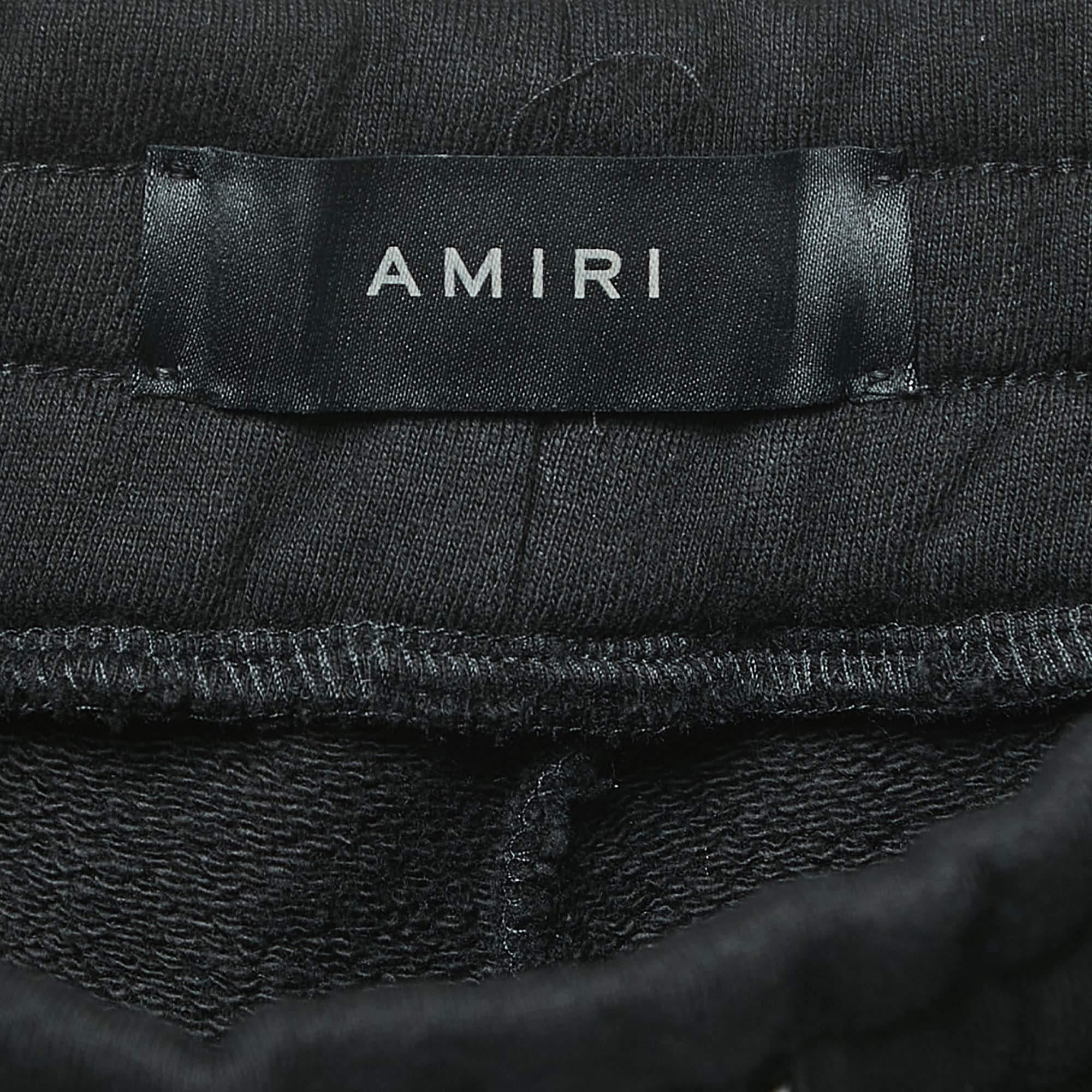 Men's Amiri Black Cotton Logo Print Joggers L
