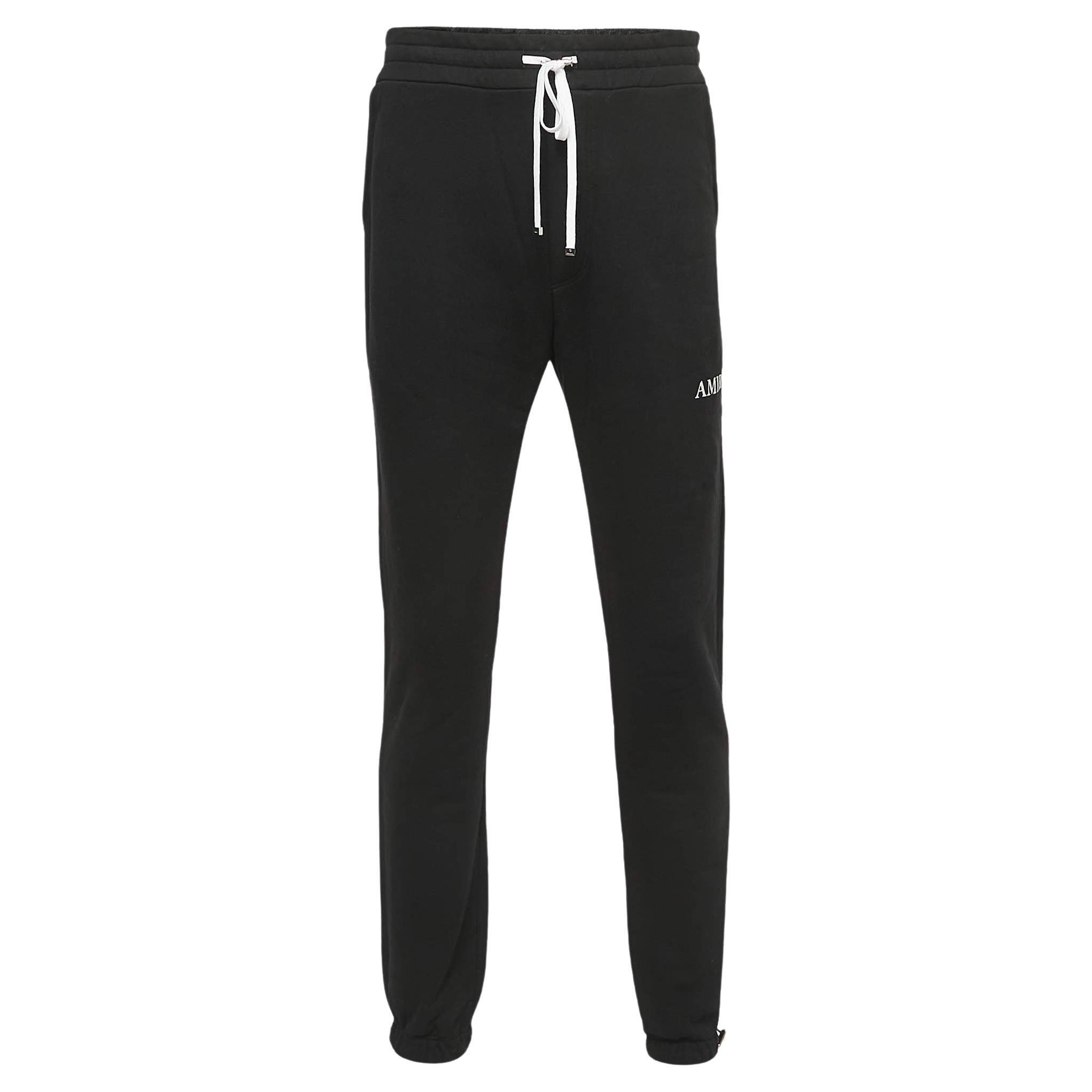 Amiri Black Cotton Logo Print Joggers L