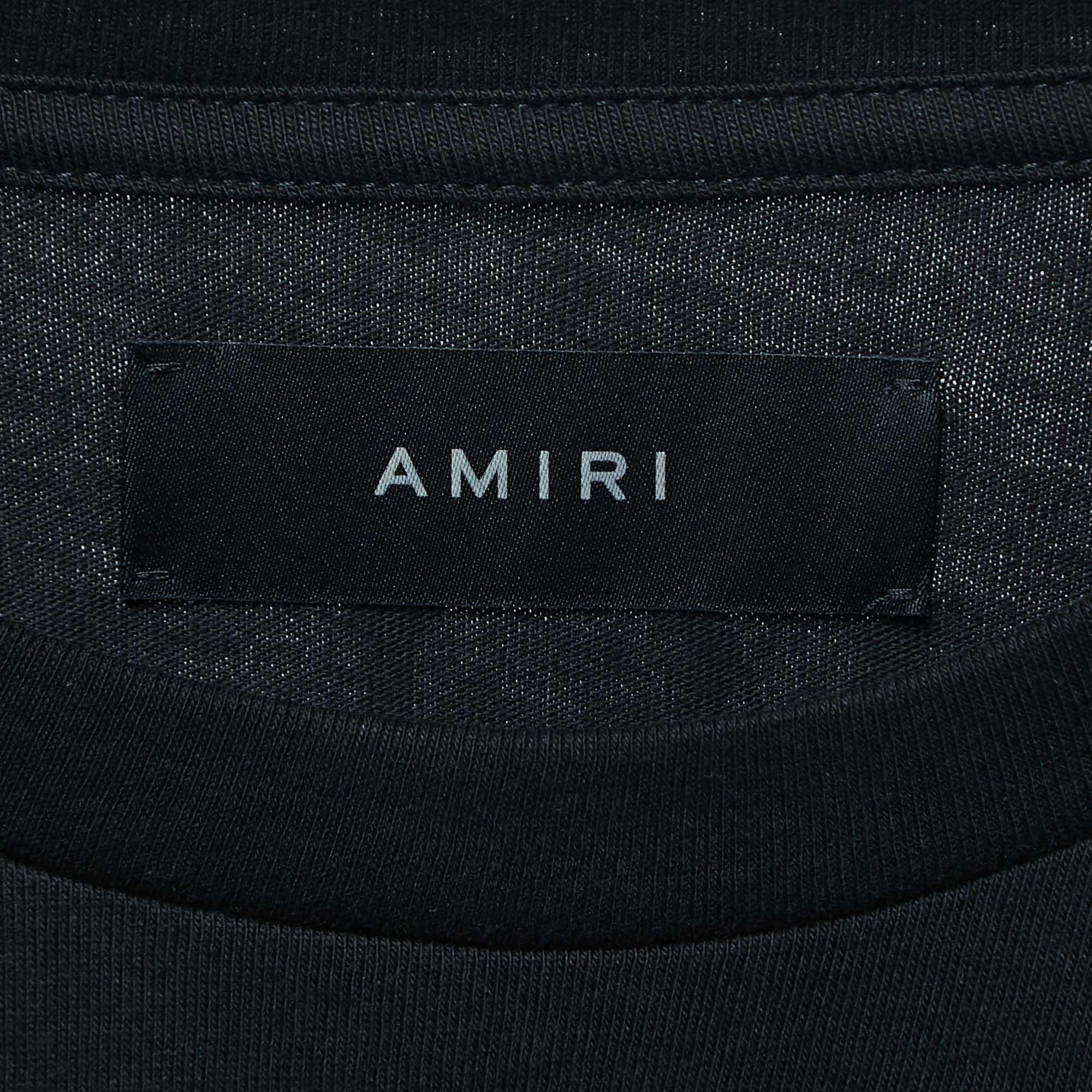 Amiri Black Cotton Logo Print Pocket T-Shirt L en vente 1