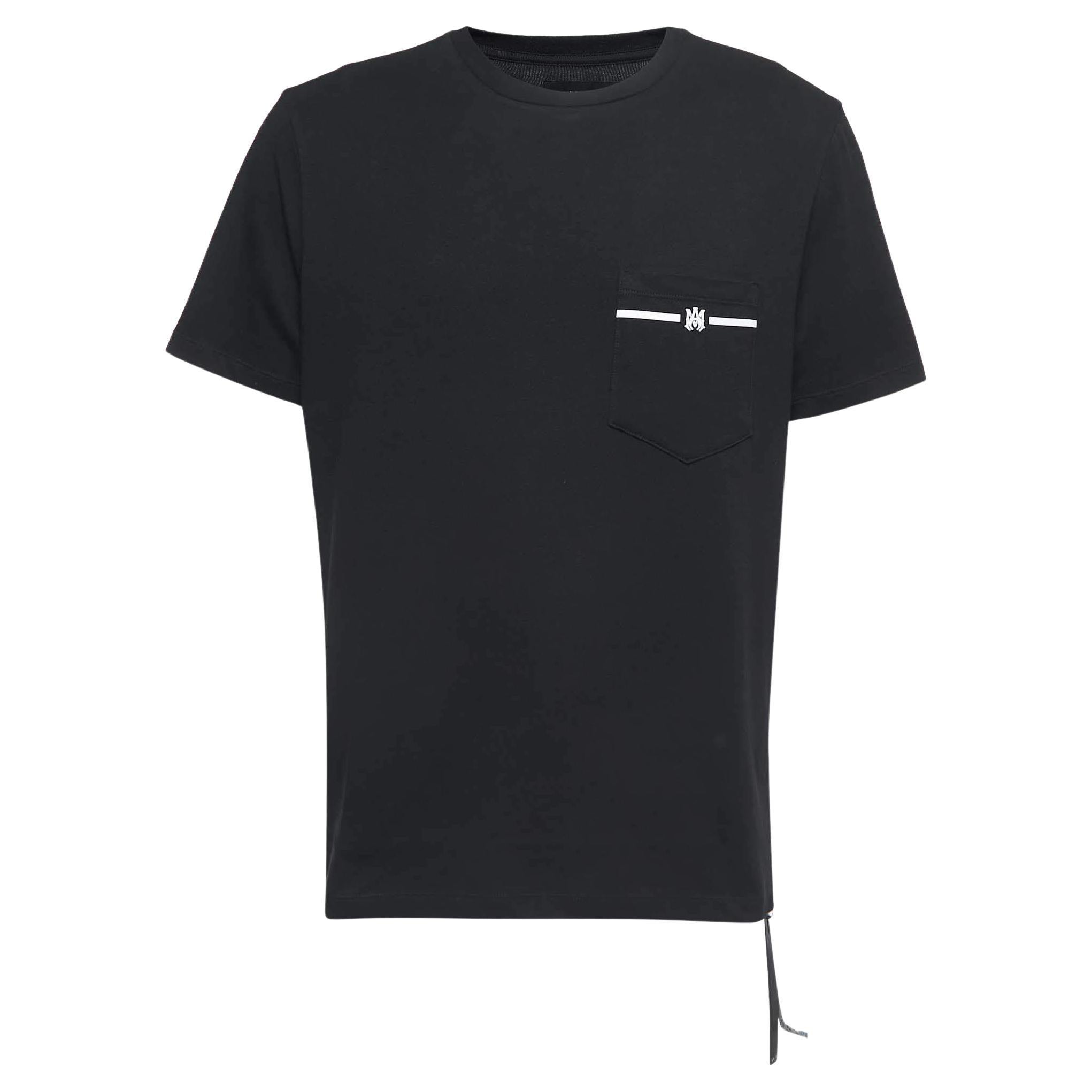 Amiri Black Cotton Logo Print Pocket T-Shirt L en vente
