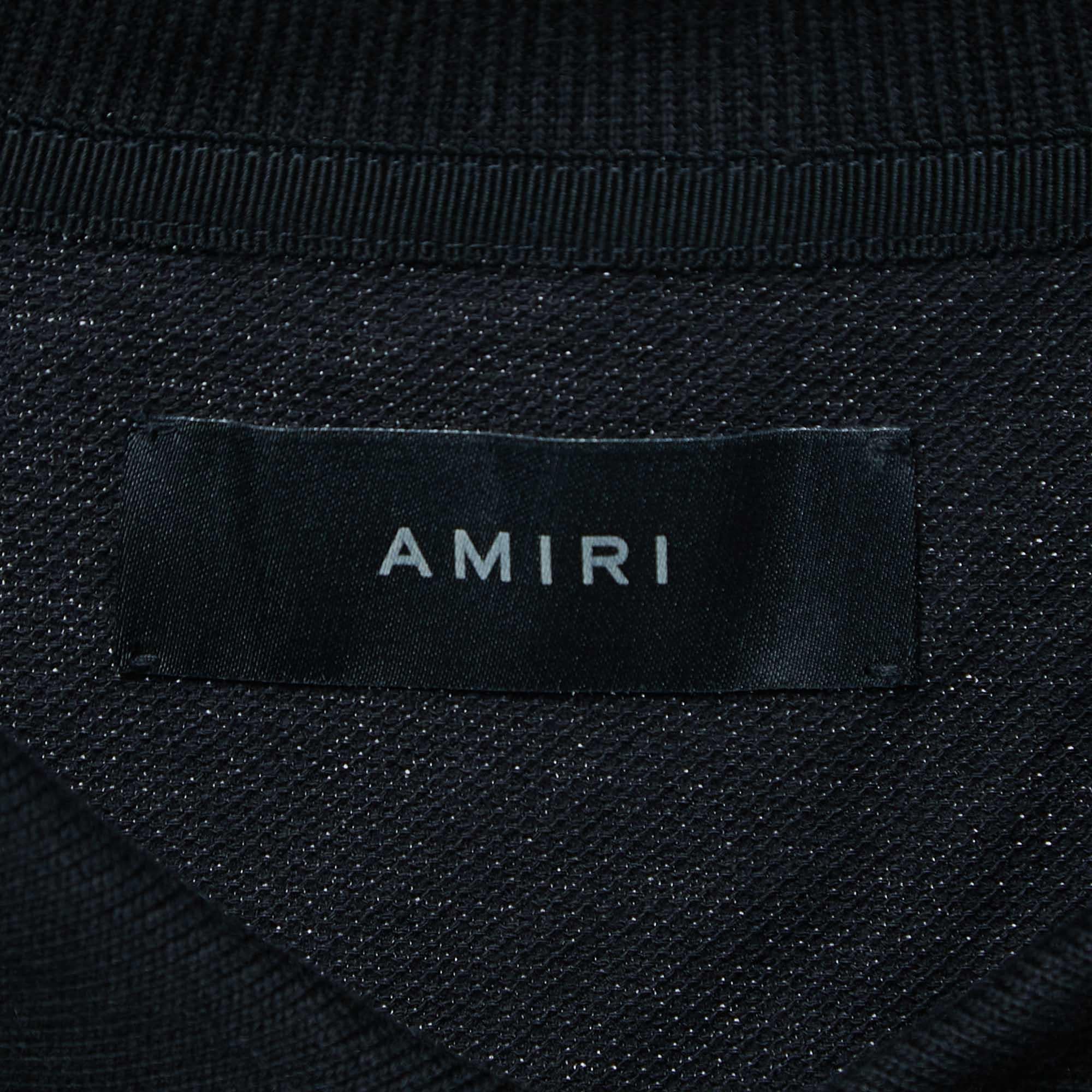 Amiri Black Cotton Pique Logo T-Shirt 2XL en vente 1