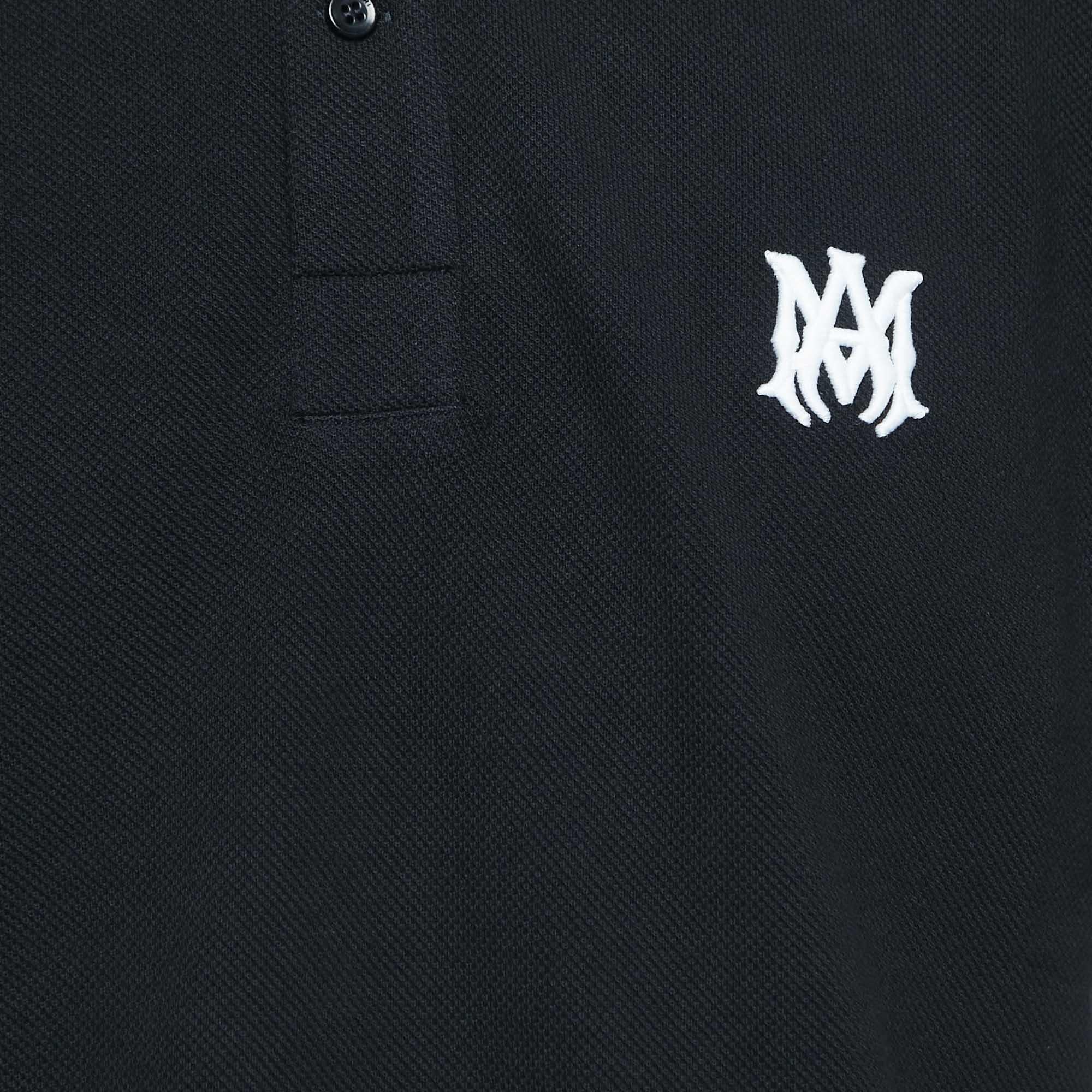 Men's Amiri Black Cotton Pique Logo T-Shirt S