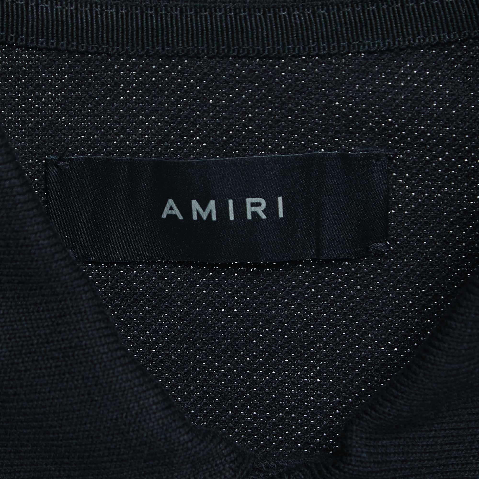 Amiri Black Cotton Pique Logo T-Shirt S 1