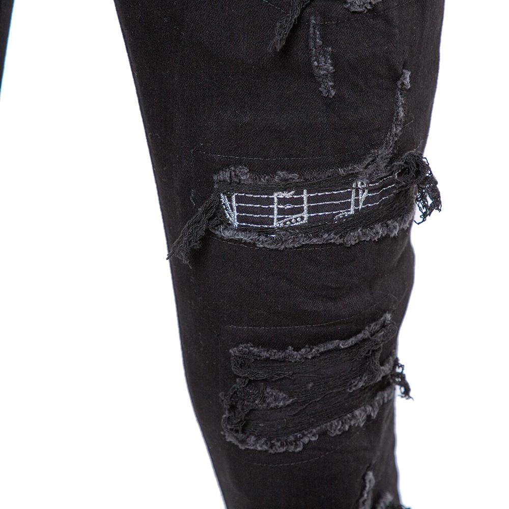 Amiri Black Denim Music Note patch Detail Distressed Jeans M In Good Condition In Dubai, Al Qouz 2