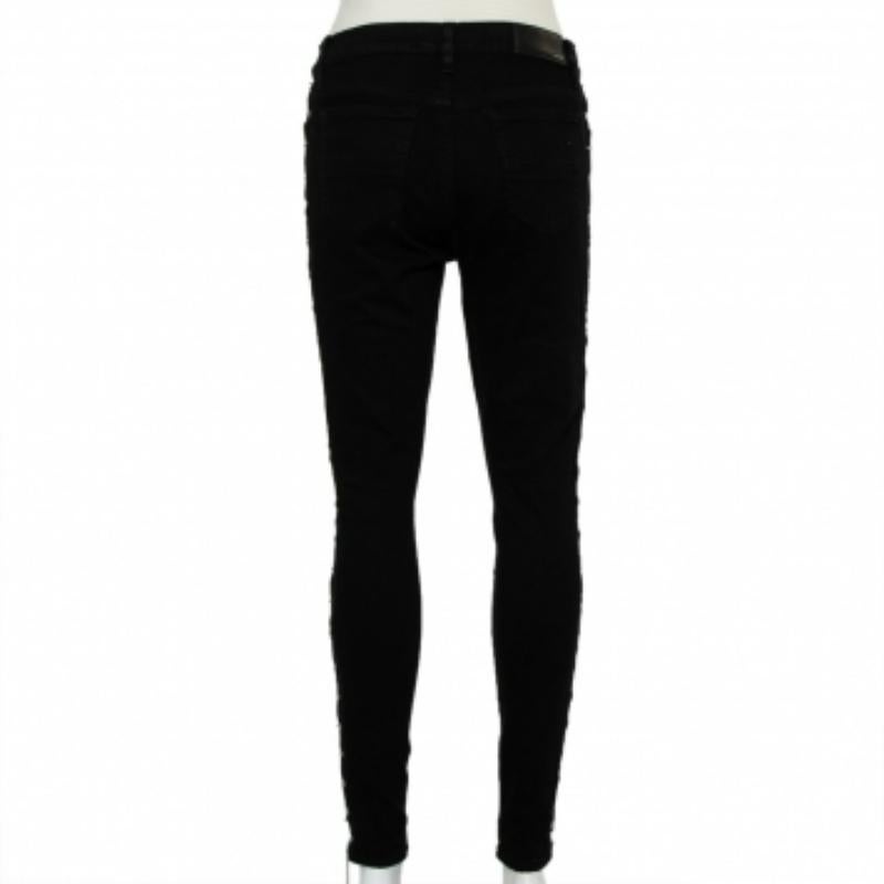 Women's Amiri Black Denim Side Chain Detail Distressed Skinny Jeans M For Sale