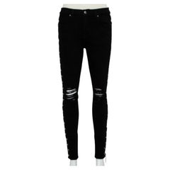 Amiri Black Denim Side Chain Detail Distressed Skinny Jeans M