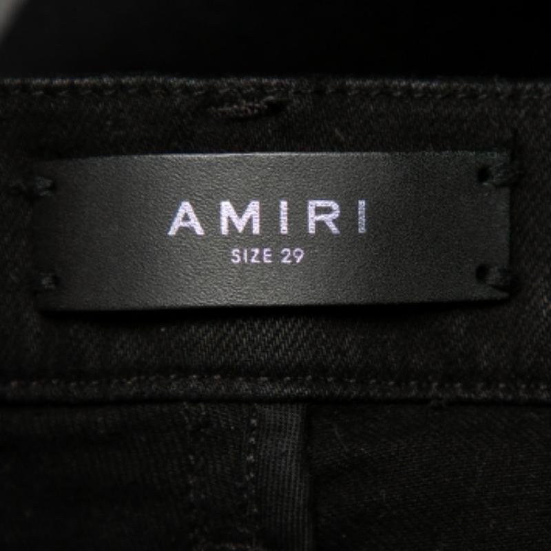 Amiri Black Denim Zipper Detail Distressed Jeans M For Sale 1