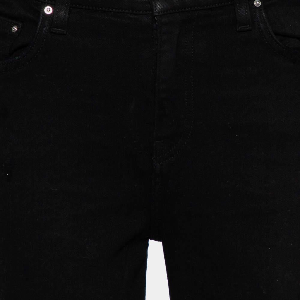 Women's Amiri Black Denim Zipper Detail Distressed Jeans M For Sale