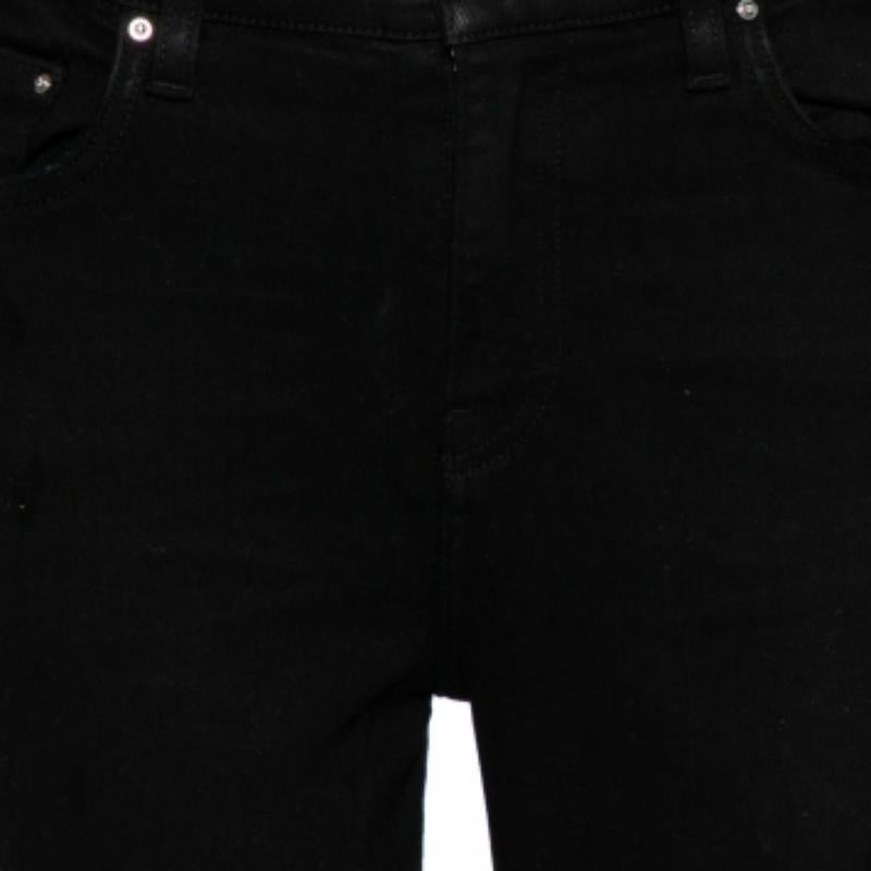 Amiri Black Denim Zipper Detail Distressed Jeans M For Sale 5