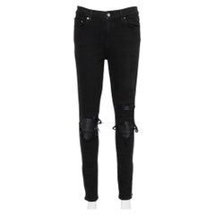 Used Amiri Black Denim Zipper Detail Distressed Jeans M