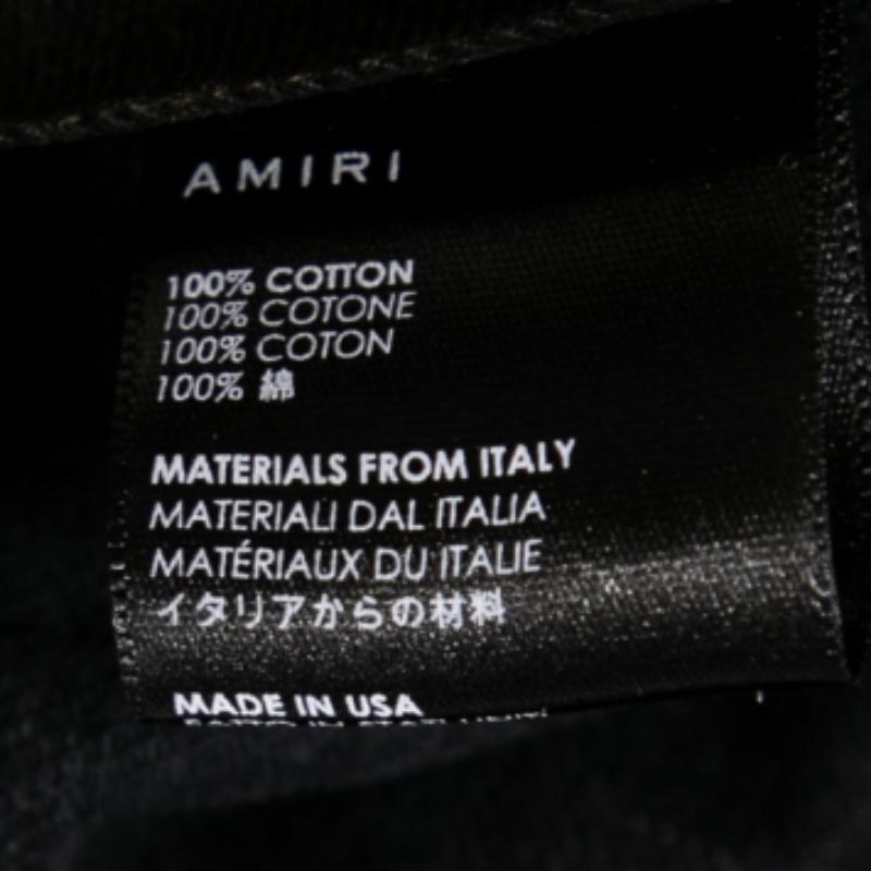 Amiri Black Distressed Contrast Stripe Printed Denim Shorts S Pour hommes en vente