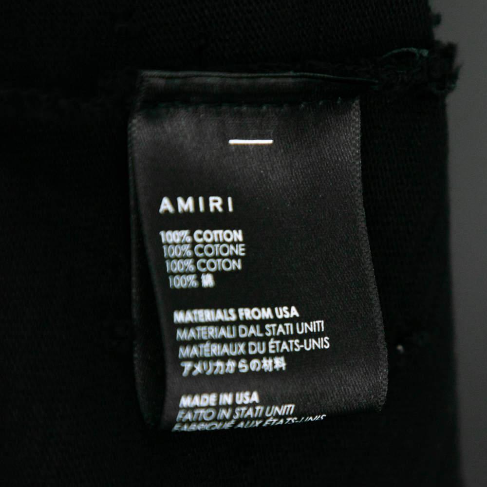Amiri Black Distressed Cotton Crew Neck T Shirt S For Sale 1