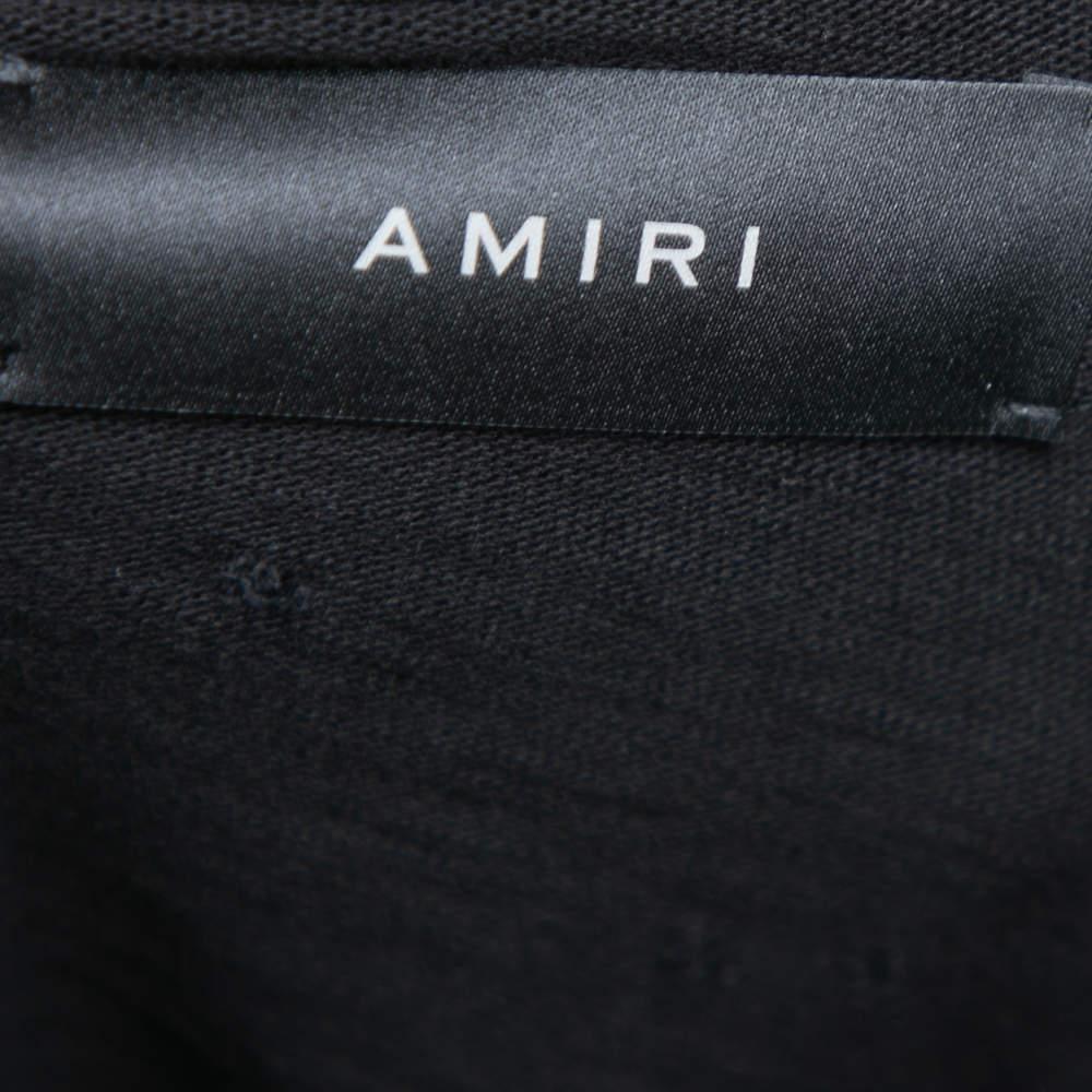 Amiri Black Distressed Cotton Crew Neck T Shirt S For Sale 2