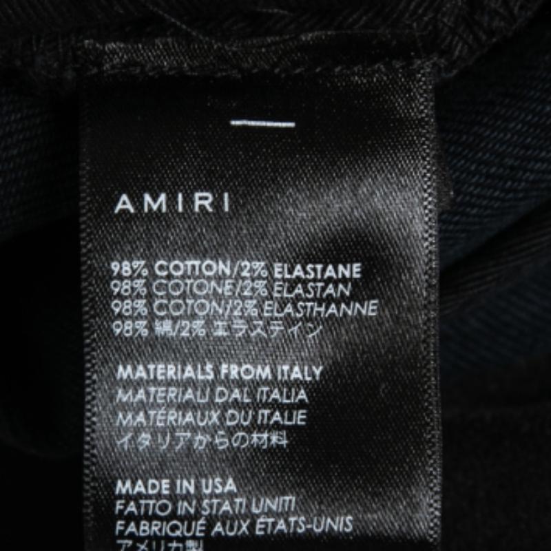 Noir Amiri Black Distressed Denim Panelled Skinny Jeans M Taille 32