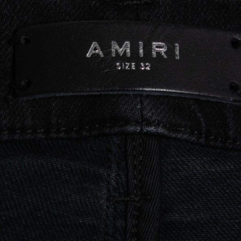 Amiri Black Distressed Denim Panelled Skinny Jeans M Taille 32