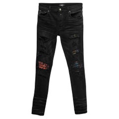 Amiri Black Distressed Denim Panelled Skinny Jeans M Waist 32"