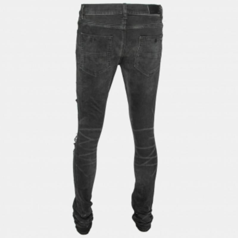 Noir Amiri Black Distressed Denim Slim Fit Jeans M en vente