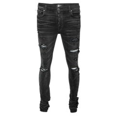 Amiri Schwarze schlanke Jeans aus Denim im Used-Look M