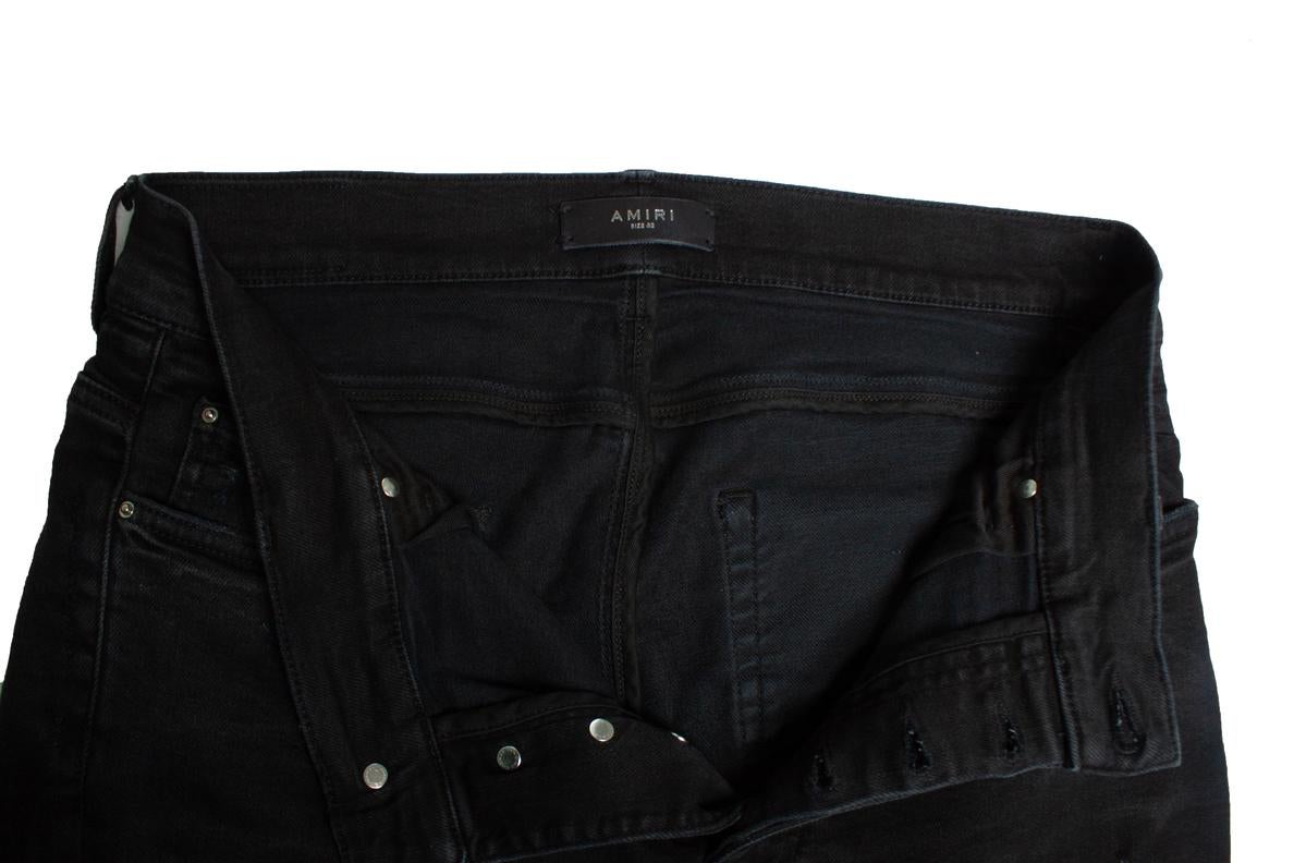 Men's Amiri, black distressed jeans For Sale