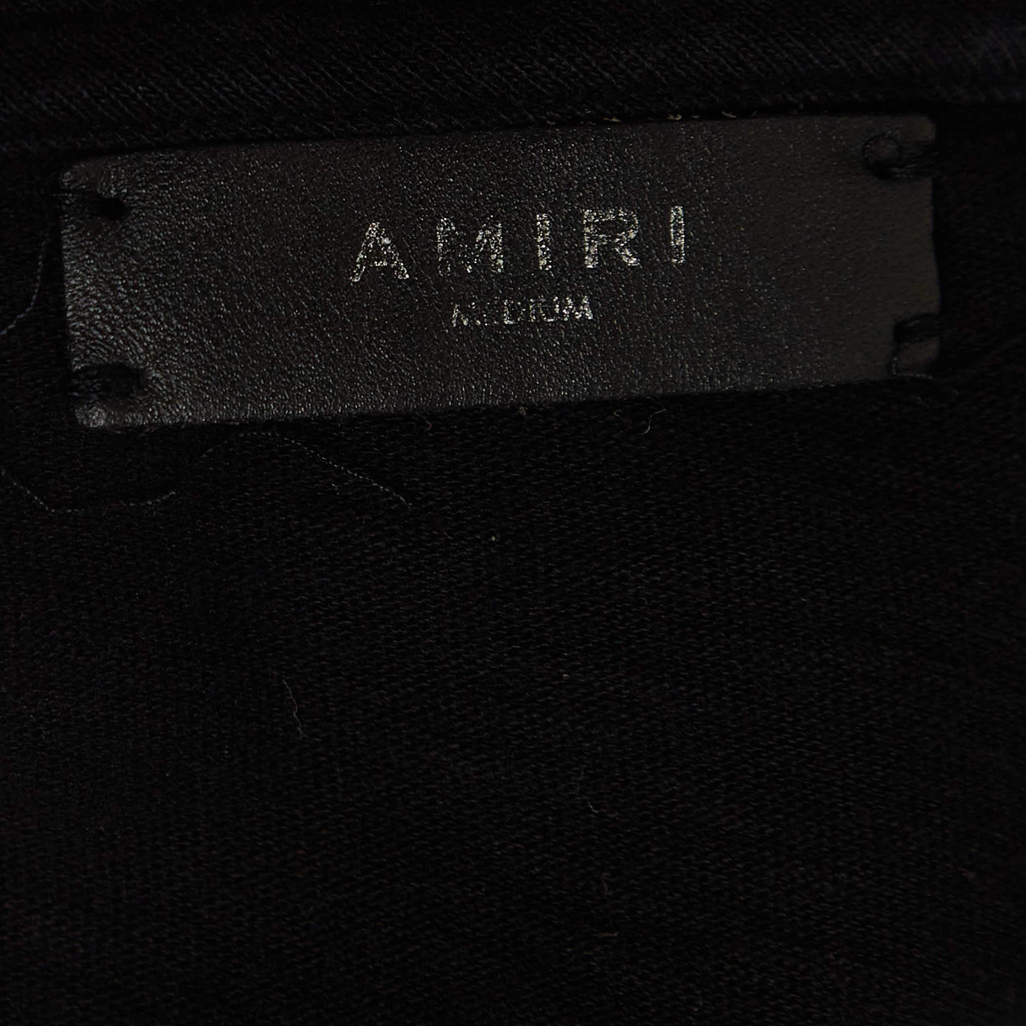 Amiri Black Distressed Ripped Cotton Short Sleeve T-Shirt M 1