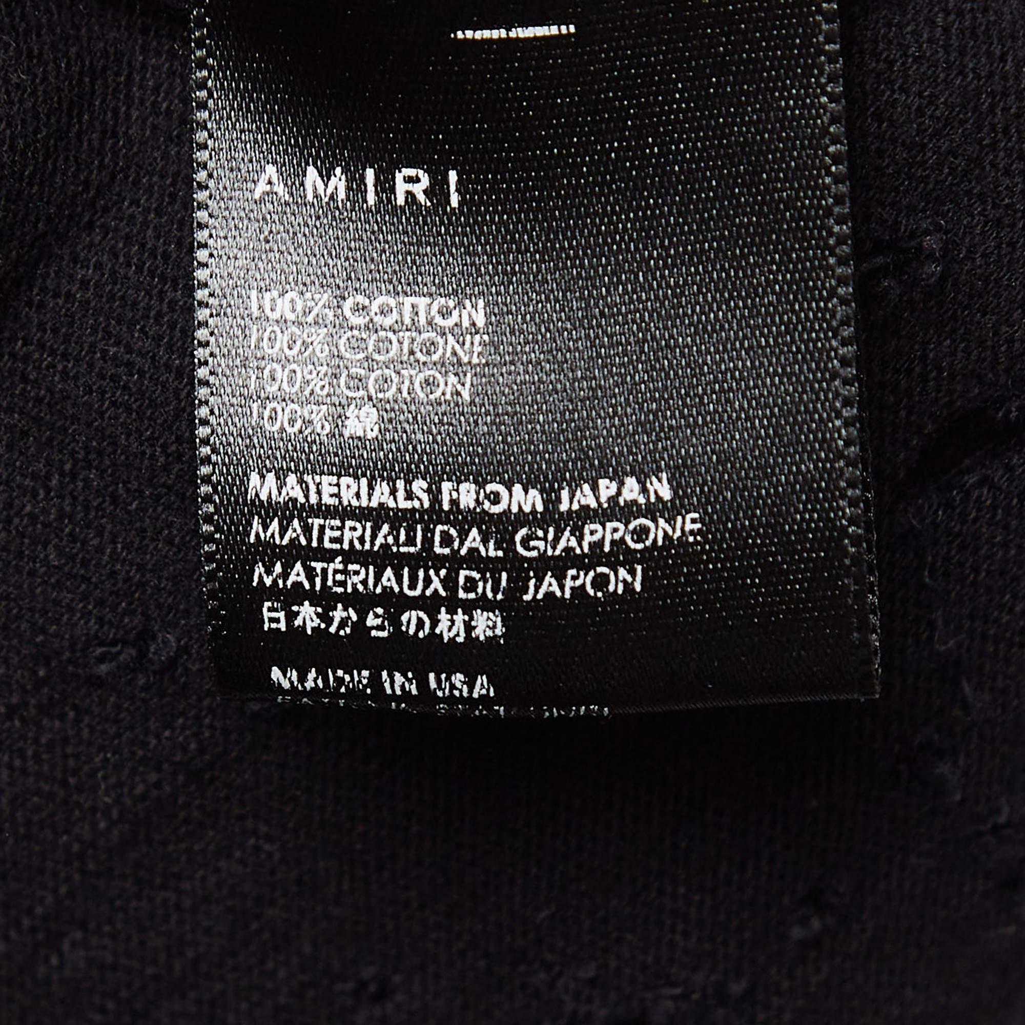 Amiri Black Distressed Ripped Cotton Short Sleeve T-Shirt M 2