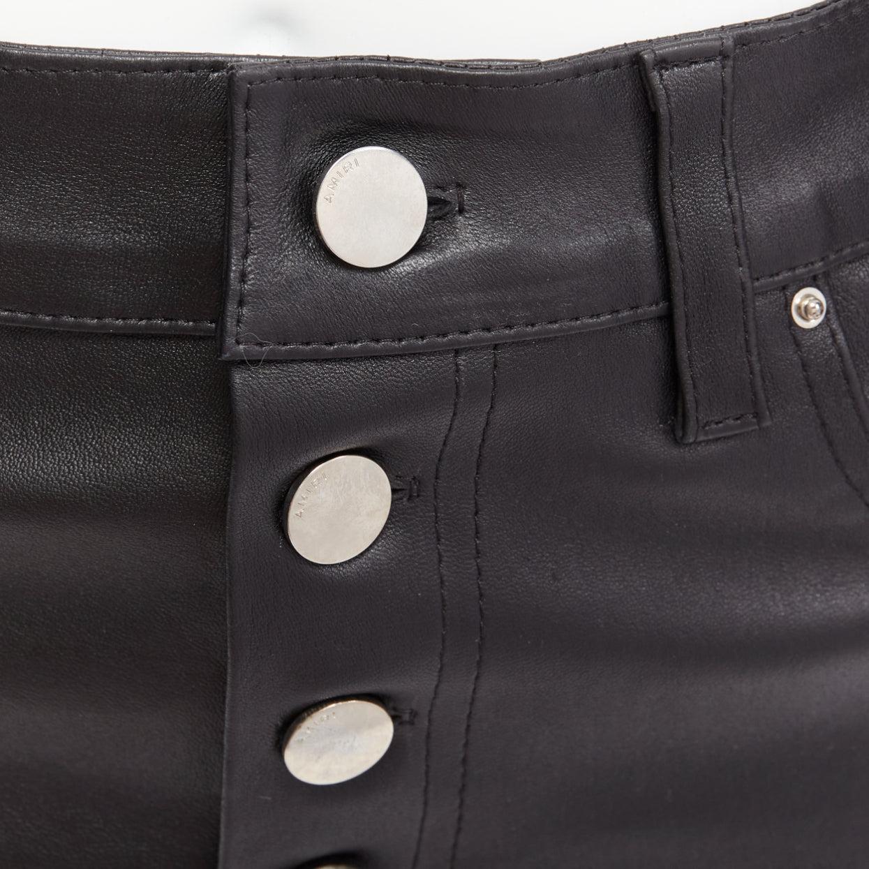 AMIRI black genuine leather high low back pockets mini skirt US0 XS In Good Condition For Sale In Hong Kong, NT