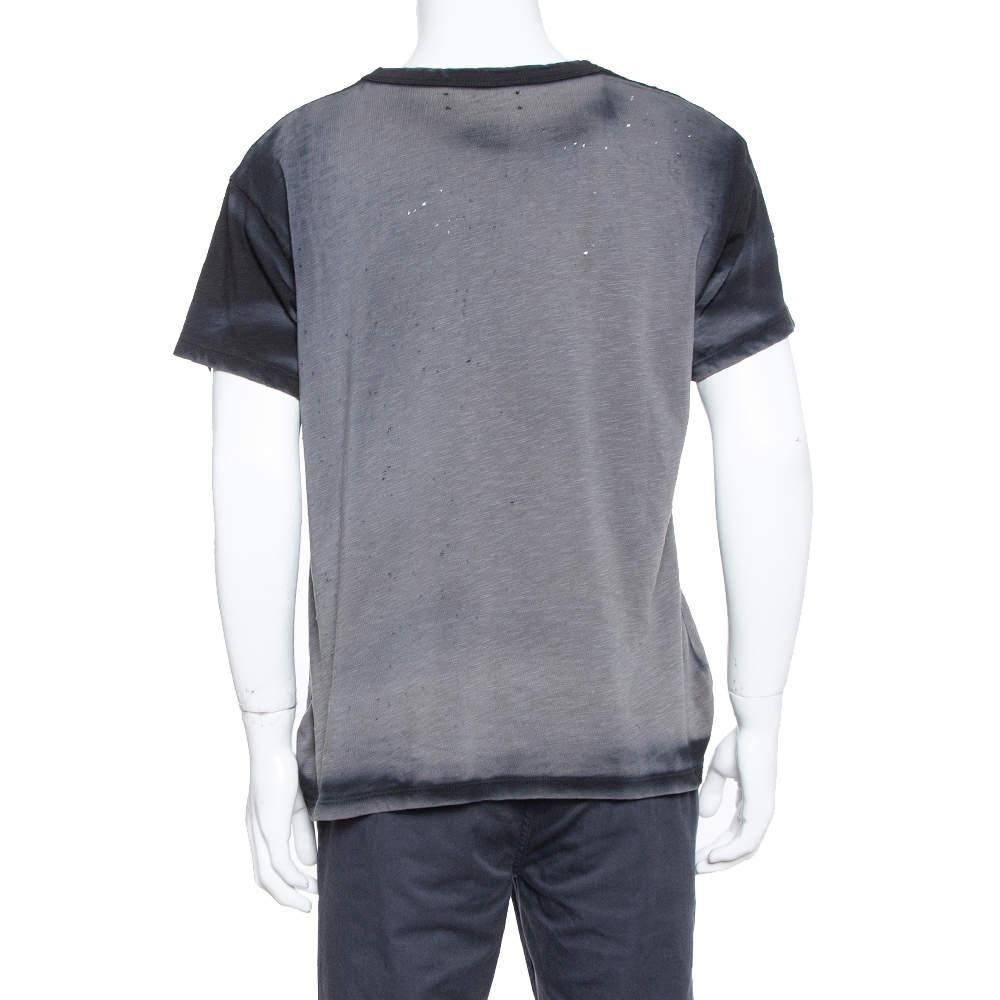 Noir Amiri Black & Grey Cotton Washed Out Effect Shotgun T Shirt S