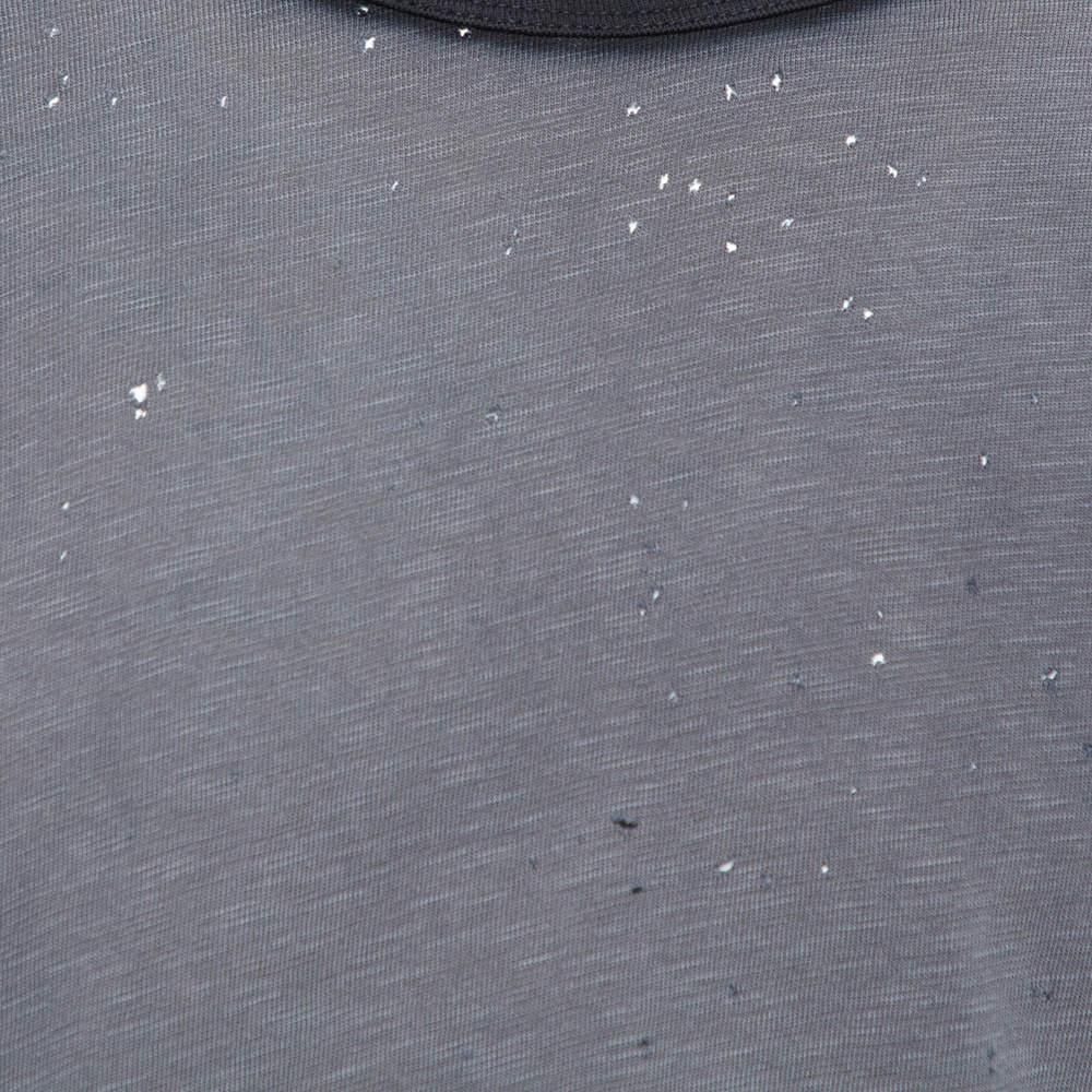 Amiri Black & Grey Cotton Washed Out Effect Shotgun T Shirt S Bon état à Dubai, Al Qouz 2