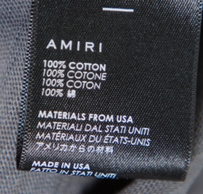 Amiri in cotone nero e grigio  Washed Out Effect Shotgun T Shirt S in vendita 1