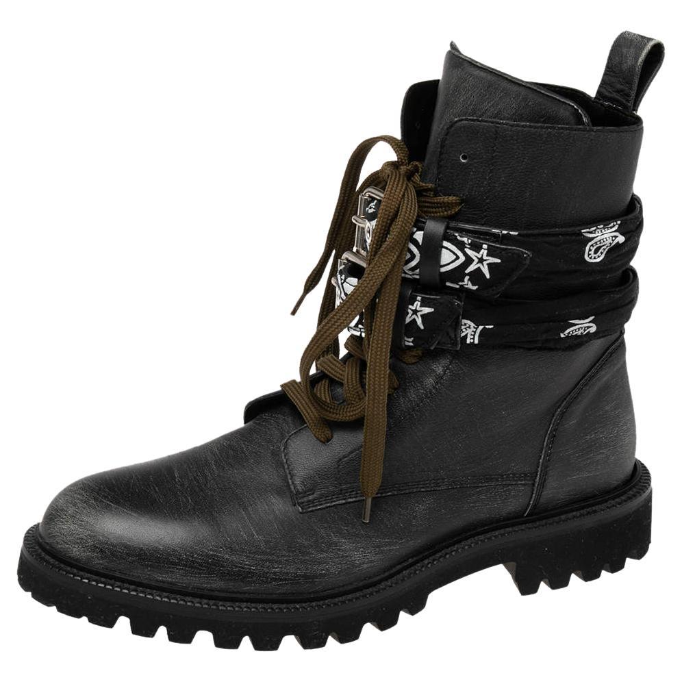Amiri Black Leather Combat Boots Size 41 For Sale