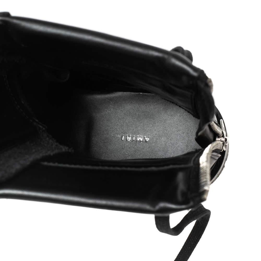 Men's Amiri Black Leather Combat Boots Size 42 For Sale