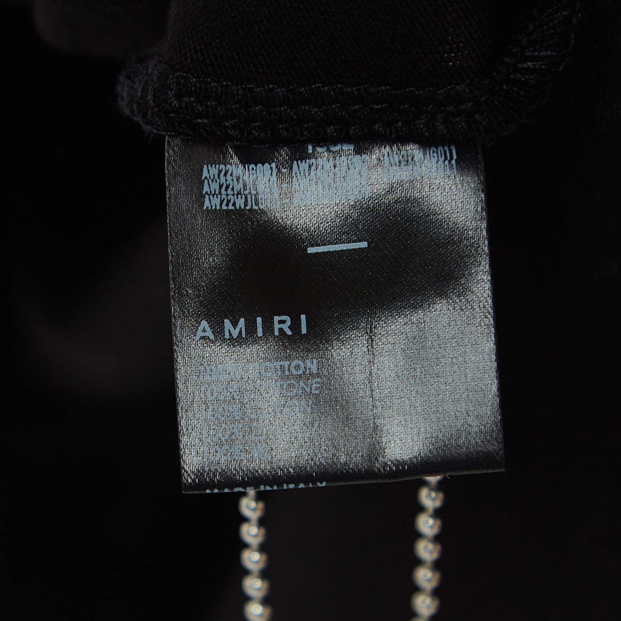 Amiri Black Logo Print Cotton Half Sleeve T-Shirt S For Sale 1